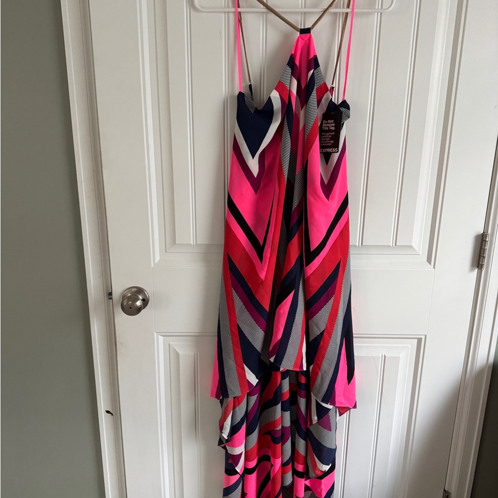 Express Pink and Blue Halter Sundress Resort Wear